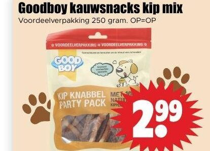 hondensnacks 250 kauwsnacks kip mix good boy knabbel party pack 2 99 folder aanbieding bij Dirk