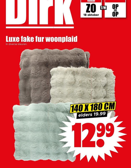 plaid 18 140 180 luxe fake woonplaid kleuren oktober cm elders folder aanbieding bij Dirk