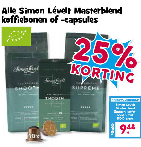 simon levelt koffiecups koffiebonen 25 500 capsules simen level smooth supreme 10x koffie bonen zak folder aanbieding bij Boons Markt Simon Levelt koffiecups, koffiebonen folder aanbieding bij Boons Markt - details