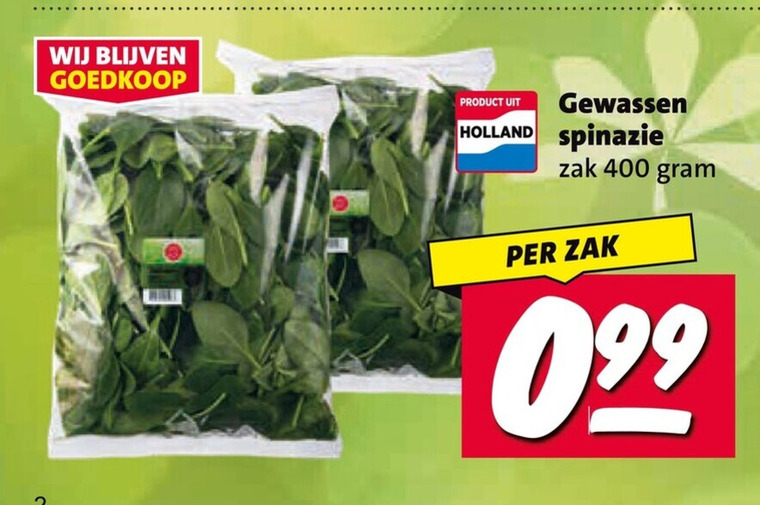 spinazie 400 gewassen holland zak folder aanbieding bij Nettorama