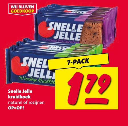 snelle jelle ontbijtkoekrepen 7 kruidkoek naturel rozijnen pack folder aanbieding bij Nettorama Snelle Jelle ontbijtkoekreep folder aanbieding bij Nettorama - details