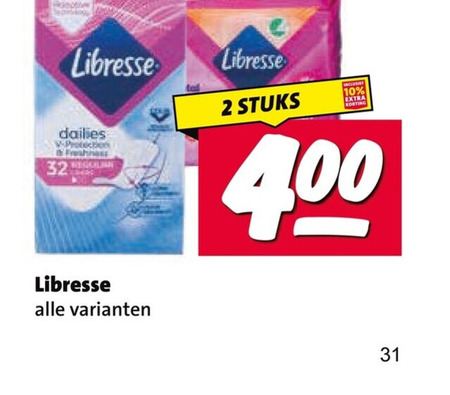 libresse maandverband inlegkruisjes 2 31 32 dailies protection b freshness stuks folder aanbieding bij Nettorama Libresse inlegkruisjes, maandverband folder aanbieding bij Nettorama - details