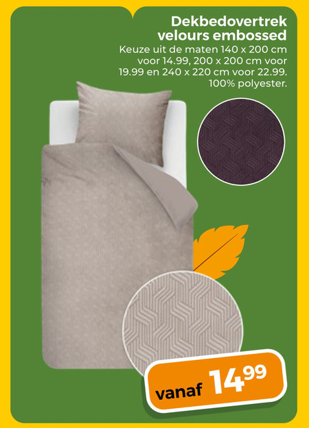 dekbedovertrek 100 140 200 240 velours embossed maten cm polyester folder aanbieding bij Trekpleister
