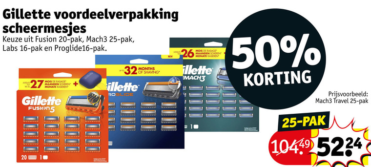 Gillette   scheermesjes folder aanbieding bij  Kruidvat - details