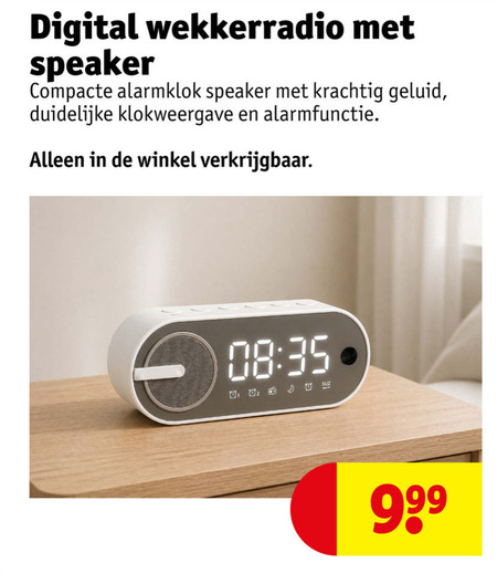 wekkerradio digital speaker compacte alarmklok geluid alarmfunctie 35 02 folder aanbieding bij Kruidvat