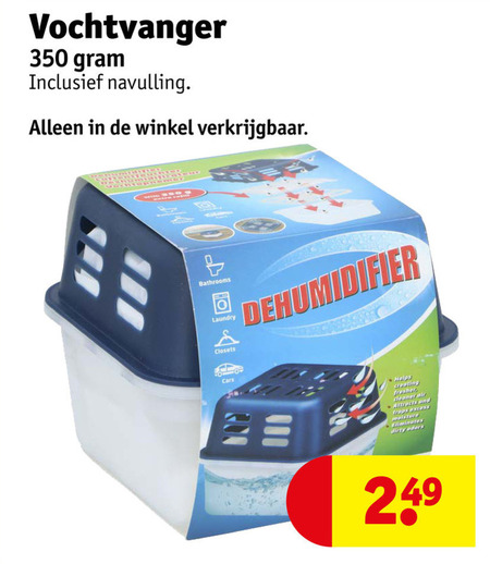 vochtontrekker 350 vochtvanger navulling bathrooms laundry closets cars fresher traps excess dirty folder aanbieding bij Kruidvat
