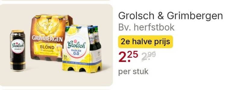 grimbergen grolsch speciaalbieren 225 blond radler 0.0 herfstbok 2e halve stuk folder aanbieding bij Picnic Grimbergen speciaalbier folder aanbieding bij Picnic - details