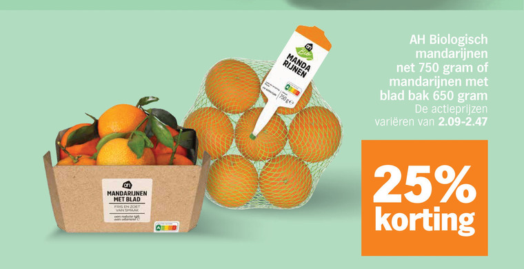 mandarijnen 25 650 750 blad fris zoet manda ge biologisch bak varieeren folder aanbieding bij Albert Heijn