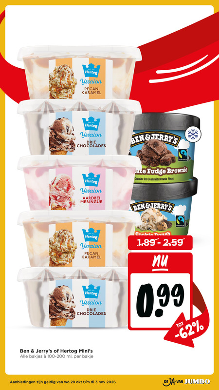 Ben and Jerrys   ijsbekers folder aanbieding bij  Jumbo - details