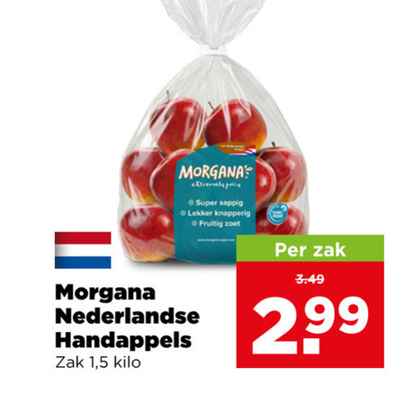 appels morgana extremely super sappig knapperig fruitig zoet nederlandse handappels zak 1 5 kilo 2 99 folder aanbieding bij Plus