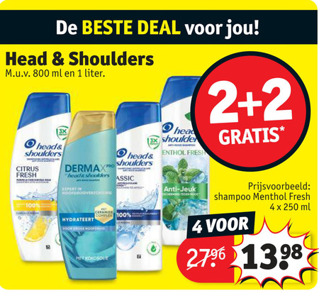 head and shoulders shampoo 1 2 4 5 100 250 deal ml liter 3x citrus fresh child pro heads expert classic hydrateert ceramide complex anti jeuk menthol folder aanbieding bij Kruidvat Head and Shoulders shampoo folder aanbieding bij Kruidvat - details