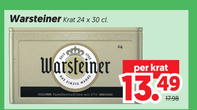 warsteiner krat bier 24 30 seit das wahre familientradition folder aanbieding bij Dekamarkt Warsteiner krat bier folder aanbieding bij Dekamarkt - details