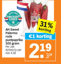 klik op dit plaatje voor een vergroting en voor vergelijkbare aanbiedingen gerelateerd aan ` 1 19 31 500 natuur boer sweet palermo rode puntpaprika zak actieprijs kilo ` 1 19 31 500 natuur boer sweet palermo rode puntpaprika zak actieprijs kilo