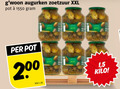klik op dit plaatje voor een vergroting en voor vergelijkbare aanbiedingen gerelateerd aan ` augurken zoetzuur xxl pot 2 kilo 1 5 `  augurken zoetzuur xxl pot 2 kilo 1 5