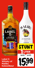 klik op dit plaatje voor een vergroting en voor vergelijkbare aanbiedingen gerelateerd aan ` 5 label blended scotch whisky malibu kokoslikeur with white rum and coconut flavourites liqueur liter 15 99 ` 5 label blended scotch whisky malibu kokoslikeur with white rum and coconut flavourites liqueur liter 15 99