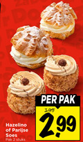 klik op dit plaatje voor een vergroting en voor vergelijkbare aanbiedingen gerelateerd aan ` gebak 2 hazelino parijse soes pak stuks 3.99 ` gebak 2 hazelino parijse soes pak stuks 3.99