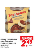 klik op dit plaatje voor een vergroting en voor vergelijkbare aanbiedingen gerelateerd aan ` 2 toblerone cheesecakes vanilla topped with milk chocolate suggestion oreo mousse pak stuks stuk ` 2 toblerone cheesecakes vanilla topped with milk chocolate suggestion oreo mousse pak stuks stuk