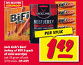 klik op dit plaatje voor een vergroting en voor vergelijkbare aanbiedingen gerelateerd aan ` 3 25 100 bifi 3x original jack beef pack mini worstjes zak pak 10 stuks links high protein stuk ` 3 25 100 bifi 3x original jack beef pack mini worstjes zak pak 10 stuks links high protein stuk