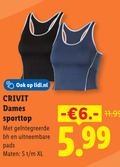 klik op dit plaatje voor een vergroting en voor vergelijkbare aanbiedingen gerelateerd aan ` dames sport shirts lidl.nl crivit sporttop bh uitneembare pads maten xl 6. 5.99 ` dames sport shirts lidl.nl crivit sporttop bh uitneembare pads maten xl 6. 5.99