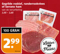 klik op dit plaatje voor een vergroting en voor vergelijkbare aanbiedingen gerelateerd aan ` serranoham gebraden rosbief runderrookvlees 100 gegrilde serrano ham versafdeling 2 99 kilo ` serranoham gebraden rosbief runderrookvlees 100 gegrilde serrano ham versafdeling 2 99 kilo