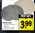 klik op dit plaatje voor een vergroting en voor vergelijkbare aanbiedingen gerelateerd aan ` placemats 4 kleuren diameter cm stuks 3.99 ` placemats 4 kleuren diameter cm stuks 3.99