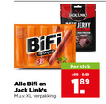 klik op dit plaatje voor een vergroting en voor vergelijkbare aanbiedingen gerelateerd aan ` bierworstjes bifi original 5x jack xl links high protein stuk ` bierworstjes bifi original 5x jack xl links high protein stuk