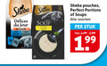 klik op dit plaatje voor een vergroting en voor vergelijkbare aanbiedingen gerelateerd aan ` kattenvoer 20 sheba du jour saus tonijn kabeljauw 6x soup poulet kip x4 pouches portions soups soorten stuk 3.99 ` kattenvoer 20 sheba du jour saus tonijn kabeljauw 6x soup poulet kip x4 pouches portions soups soorten stuk 3.99