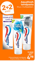klik op dit plaatje voor een vergroting en voor vergelijkbare aanbiedingen gerelateerd aan ` tandpasta 2 4 aquafresh multipakken care whitening ml fresh minty controle 75ml ` tandpasta 2 4 aquafresh multipakken care whitening ml fresh minty controle 75ml