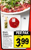 klik op dit plaatje voor een vergroting en voor vergelijkbare aanbiedingen gerelateerd aan ` black angus carpaccio rundvlees pestodressing pijnboompitten parmigiano reggiano pak 3.99 ` black angus carpaccio rundvlees pestodressing pijnboompitten parmigiano reggiano pak 3.99