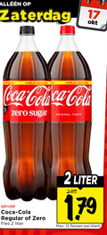 klik op dit plaatje voor een vergroting en voor vergelijkbare aanbiedingen gerelateerd aan ` cola 2 12 17 zaterdag coca zero sugar original taste regular fles liter flessen ` cola 2 12 17 zaterdag coca zero sugar original taste regular fles liter flessen