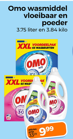  omo wasmiddel 23 30 65 min xxl vloeibaar wit poeder liter kilo wasbeurten plastic kleur 9 