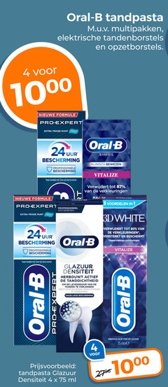  oral-b tandpasta 1 2 3 4 24 80 10 nieuwe formule pro expert frisse munt uur bescherming professioneel ontworpen oral b multipakken elektrische tandenborstels opzetborstels keer dag tandplak poetsen pro-expert professionele glazuur ml levensduur tanden verlengen gaatjes stadium dagelijkse klinisch bewezen verwijdert verkleuringen vitalize 3d white versterkt beschermt oppervlakkige zacht 