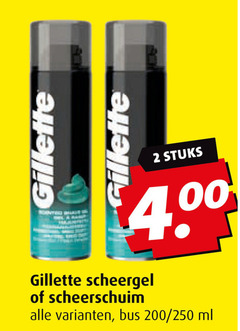  gillette scheergel scheerschuim 2 stuks 00 bus 200 250 ml 