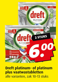  dreft vaatwasmiddel 13 platinum vaatwastabletten zak stuks 6. 00 