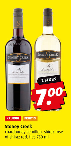  stoney creek witte wijn rode 2 750 australia kruidig fruitig stuks chardonnay semillon shiraz rosee red fles ml 