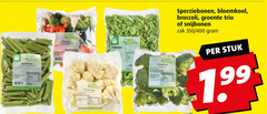  snijbonen sperziebonen bloemkool fresh quality broccoli groente trio zak 350 400 stuk 