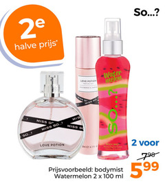  1 2 100 2e halve love potion water melon miss body mist pour le corps bodymist watermelon ml 