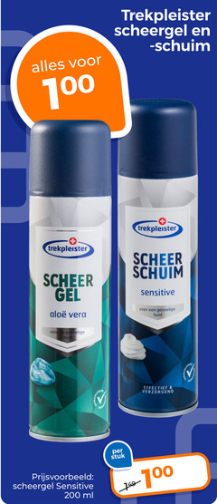  100 200 trekpleister scheergel scheer schuim gel sensitive vera gevoelige huid effectief verzorgend stuk ml 