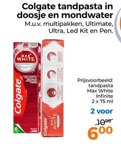  colgate tandpasta 2 50 100 600 doosje mondwater multipakken ultimate ultra led kit pen white infinite klinisch bewezen oppervlakte vlekken us ml 