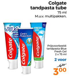  colgate tandpasta 2 300 tube ml multipakken triple action white new fresh caries protection gel 75ml blue 