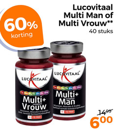  10 30 40 60 600 lucovitaal multi man vrouw stuks vito mg fe vit zink hormoonhuishouding vitaminen mineralen kruiden free 