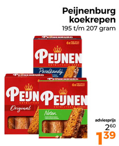  260 peijnenburg koekrepen 6x verpakt stuk ontbijtkoek parelkandij original noten spice mussen 