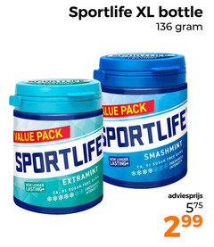  sportlife kauwgom xl bottle pack longer lasting extramint ca. sugar free gum fresh smashmint gums freshness 