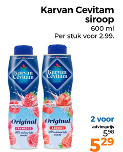  karvan cevitam limonadesiroop 2 100 600 siroop ml stuk original framboos aardbei 