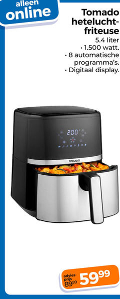  8 200 online tomado hetelucht friteuse liter watt automatische digitaal display 