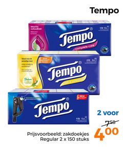  2 150 400 tempo verkoudheid pour care gevoelige neus zachtste balsem soft sensitive zakdoekjes regular stuks 