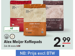  alex meijer koffiepads 36 co. lex regular medium gebrand eerlijke dark roast posities cole donker zak stuks 