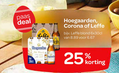  corona leffe hoegaarden blikjes bier speciaalbieren 6 25 paas deal effe blond 