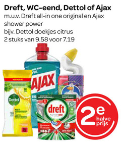  2 100 dreft wc eend dettol ajax all one original shower power doekjes citrus stuks vuil halve 