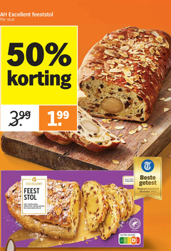  albert heijn huismerk stol 50 excellent feeststol stuk feest getest telegraaf smaaktest december rozijnen krenten hazelnoten amandelspijs serveertip people nature hazelnoot nutri score 